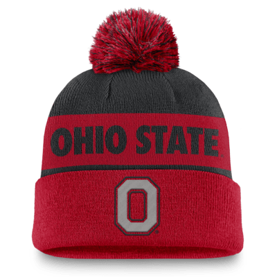 Gorro con dobladillo y pompón universitario Nike para hombre Ohio State Buckeyes Primetime Peak