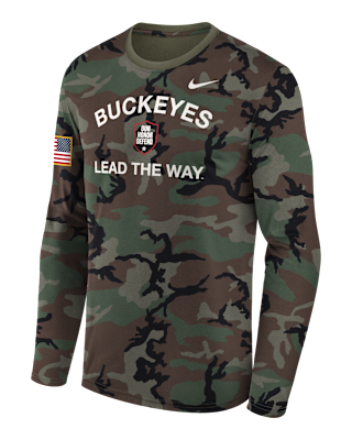 Мужская футболка Ohio State 2025 Military Appreciation Legend Nike Dri-FIT College Long-Sleeve