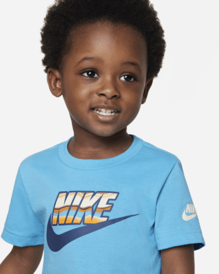 Nike Little Boys Stripe Scape Futura Short Sleeve T-Shirt - Baltic Blue - Size 6