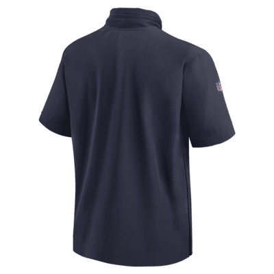 New England Patriots Sideline Coach Men's Nike NFL 1/2-Zip Short-Sleeve Hooded Jacket