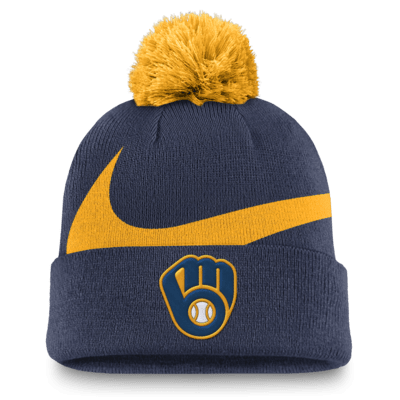 Milwaukee Brewers Peak Men's Nike MLB Cuffed Pom Beanie