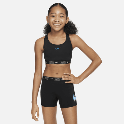 Conjunto de shorts y bikini de espalda deportiva para niña talla grande Nike Swim Logo Tape