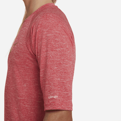 Nike Men's Heather Hydroguard Long Sleeve Swim T-Shirt - University Red