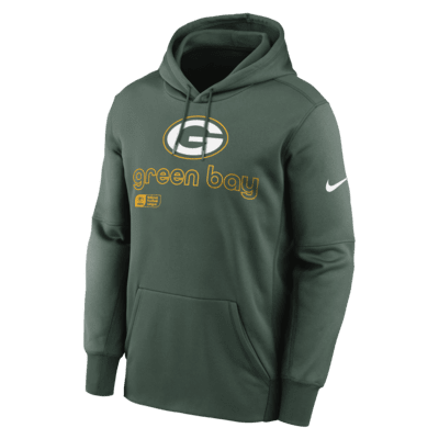 Sudadera con gorro sin cierre Nike Therma de la NFL para hombre Verde Bay Packers