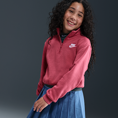 Nike Sportswear Club Fleece Big Kids' (Girls') 1/2-Zip Long-Sleeve Top