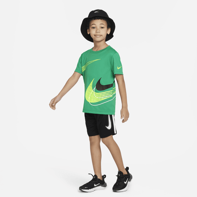 Playera estampada para niños talla pequeña Nike Dri-FIT Swoosh