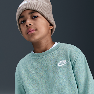 Sudadera de cuello redondo para niños talla grande Nike Sportswear Club Fleece