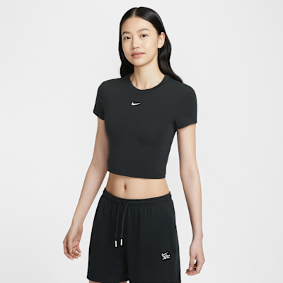 เสื้อยืดเอวลอยผู้หญิง Nike Sportswear Chill Knit