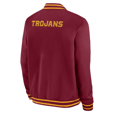 Chamarra bomber universitaria Nike con cierre completo para hombre USC Trojans Sideline