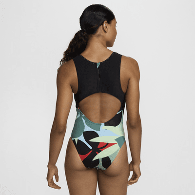 Traje de baño de una sola pieza con abertura en la parte posterior para mujer Nike Swim