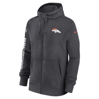 Denver Broncos Sideline Team Issue Club Men's Nike Full Zip Hoodie