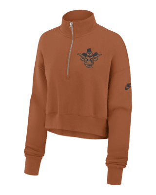 Женские  Texas Longhorns Legacy Elevated Logo Nike College Cropped 1/4-Zip Crew