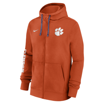 Sudadera con gorro de cierre completo universitaria Nike para hombre Clemson Tigers Sideline Team Issue