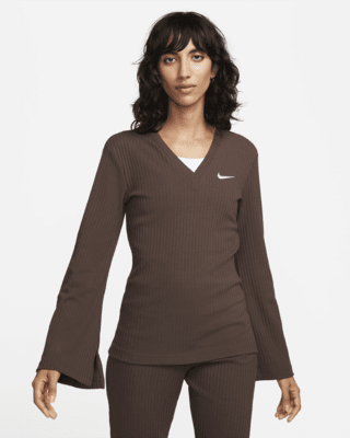 Nike Sportswear Women's Ribbed Long-Sleeve V-Neck Top. Nike.com