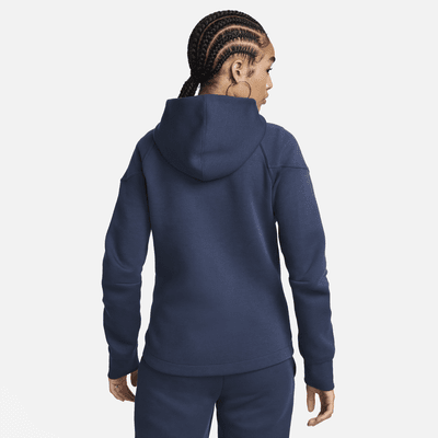 Fotbollshuvtröja Nike Paris Saint-Germain Tech Fleece Windrunner med hel dragkedja för kvinnor