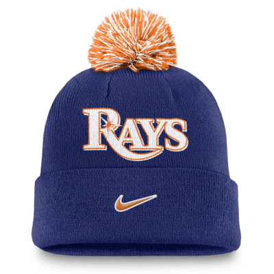 Gorro con dobladillo y pompón Nike de la MLB para hombre Tampa Bay Rays Peak