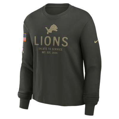 Detroit Lions Salute to Service Sideline Women's Nike Dri-FIT NFL Long-Sleeve T-Shirt
