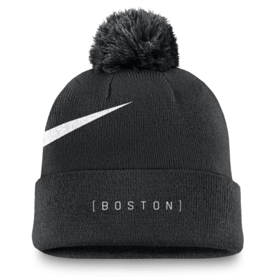 Gorro con dobladillo y pompón Nike de la MLB para hombre Boston Red Sox Peak