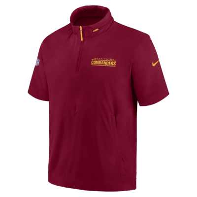 Washington Commanders Sideline Coach Men's Nike NFL 1/2-Zip Short-Sleeve Hooded Jacket