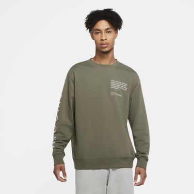 nike swoosh crew neck sweat in khaki