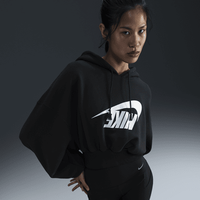 Felpa pullover corta oversize in French Terry con cappuccio Nike Sportswear – Donna