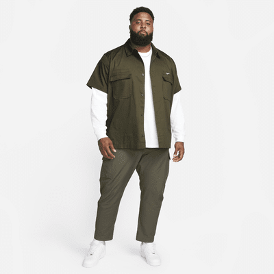 Nike Life Men's Woven Military Short-Sleeve Button-Down Shirt