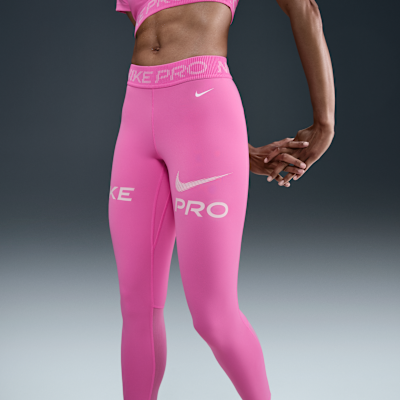 Nike Pro Women's Mid-Rise 7/8 Mesh-Panel Graphic Leggings