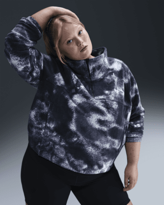 Женские  Nike One Therma-FIT Oversized 1/2-Zip Fleece Printed Top (Plus Size)