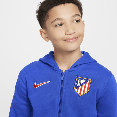 Felpa da calcio con cappuccio e zip a tutta lunghezza Nike Atlético de Madrid Club per ragazzo – Home