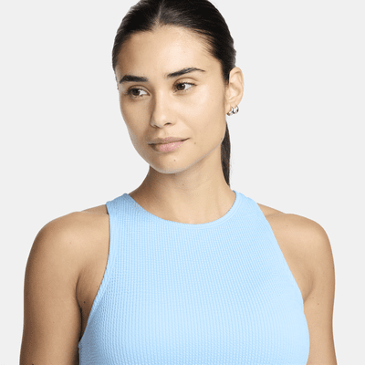 Top de bikini de cuello alto para mujer Nike Swim Elevated Essential