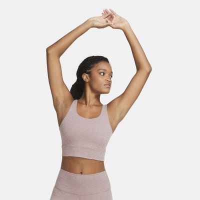 nike yoga luxe crop top in blue grey