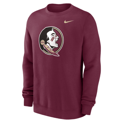 Sudadera de cuello redondo sin cierre universitaria Nike para hombre Florida State Seminoles Primetime Evergreen Logo