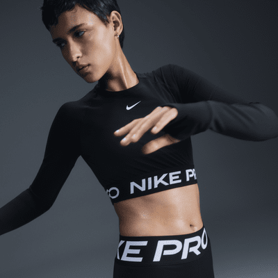 Haut court à manches longues Dri-FIT Nike Pro pour femme