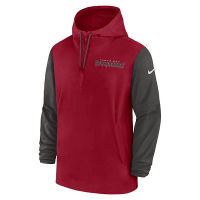 Tampa Bay Buccaneers Sideline Pre-Game Player Men's Nike NFL 1/2-Zip Hooded Jacket