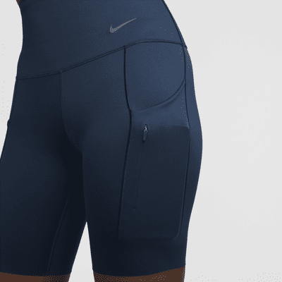 Shorts da ciclista 20 cm a vita alta con tasche e sostegno elevato Nike Go – Donna