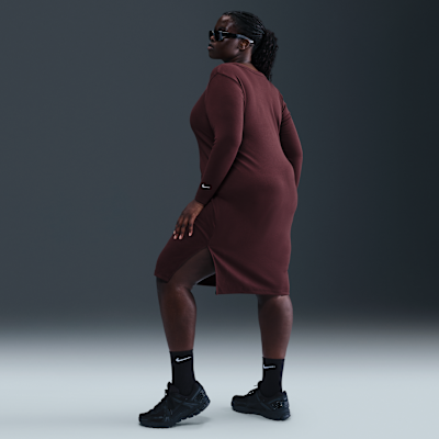 Nike Sportswear Chill Knit Women's Tight Long-Sleeve Midi Mini-Rib Dress (Plus Size)