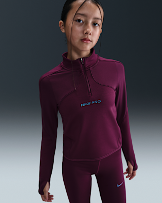 Детские  Nike Pro Big Kids' (Girls') Therma-FIT 1/2-Zip Long-Sleeve Top