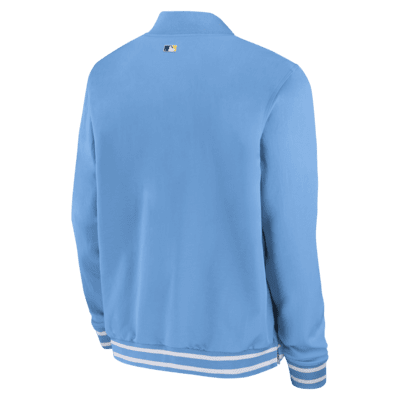 Chamarra bomber Nike de la MLB de cierre completo para hombre Milwaukee Brewers Authentic Collection City Connect Game Time