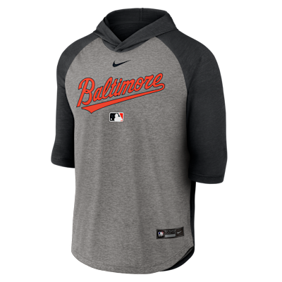 Baltimore Orioles Authentic Collection Flux Men's Nike Dri-FIT MLB 3/4-Sleeve Hooded T-Shirt