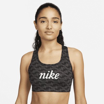 roem voorwoord Achternaam Nike Swoosh Icon Clash Niet-gewatteerde sport-bh met all-over print en  medium ondersteuning. Nike NL