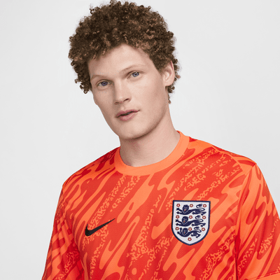 Camisola de futebol de manga curta de réplica Nike Dri-FIT do equipamento de guarda-redes Stadium Inglaterra (equipa feminina) 2024/25 para homem