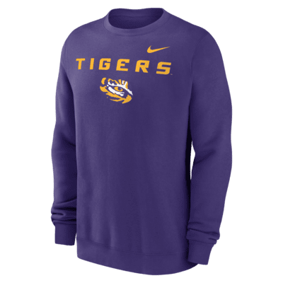 Sudadera de cuello redondo sin cierre universitaria Nike para hombre LSU Tigers Primetime Primary Stack