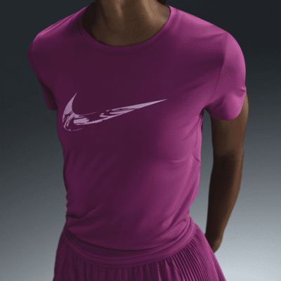 Haut de running à motif et manches courtes Dri-FIT Nike One pour femme