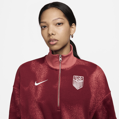 Sudadera de fútbol Nike oversized cropped de medio cierre para mujer de la selección nacional de fútbol masculino de Estados Unidos Phoenix Fleece