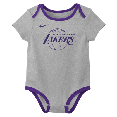 Conjunto de body de la NBA Nike para bebé (3 piezas) Los Angeles Lakers