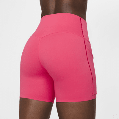 Shorts de ciclismo con bolsillos de 13 cm de tiro alto y media sujeción para mujer Nike Universa