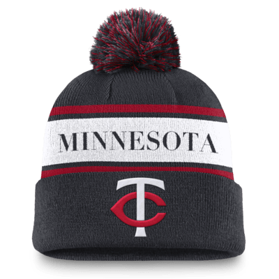 Minnesota Twins Team Stripe Peak Men's Nike MLB Cuffed Pom Beanie