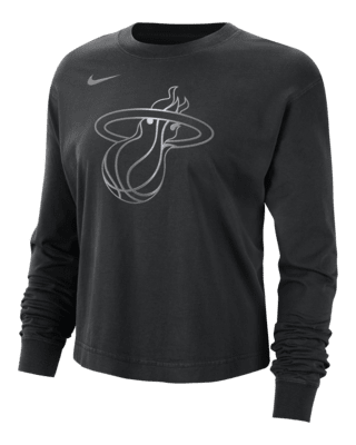 Женская футболка Miami Heat Courtside Nike NBA Shine Boxy Long-Sleeve