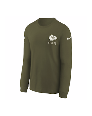 Детская футболка Kansas City Chiefs Salute to Service Sideline Big Kids’ Nike NFL Long-Sleeve