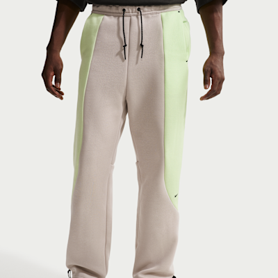Pantalones de tejido Fleece con dobladillo abierto y colores contrastantes Nike Tech para hombre